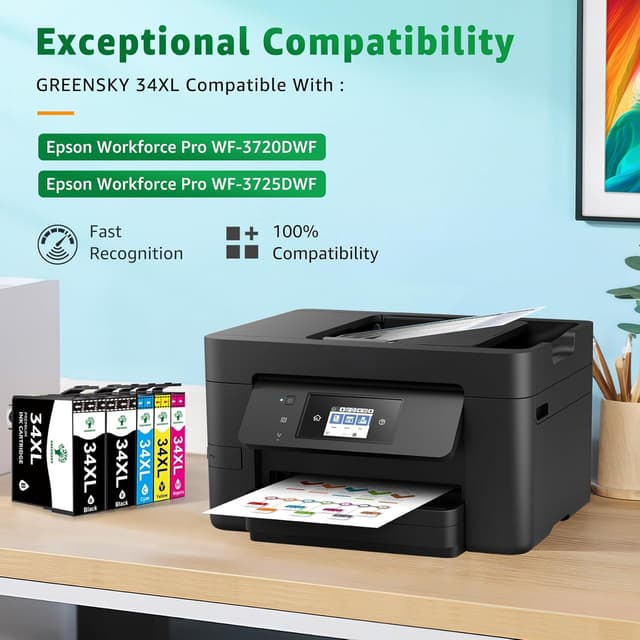Detalle de GREENSKY cartucce 34XL compatibili Epson 34 XL (multipack 5 pezzi) per WF-3720 / WF-3725