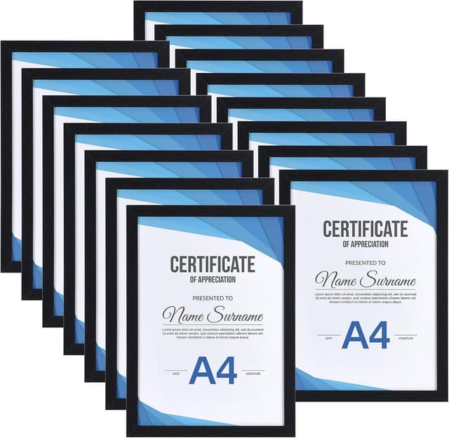 Detalle de Vasemouh 15 Pack A4 Picture Frames (Black, MDF) with Mat – 8x6 & A4 Photo Display