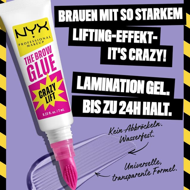 Detalle de NYX Professional Makeup Brow Glue Crazy Lift – ultra starkes Augenbrauengel mit Stylingbürste, bis zu 24h Halt (7 ml)