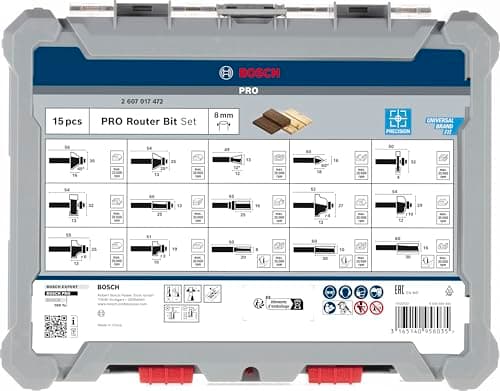 Detalle 2 de Bosch Professional Set Mixto de 15 piezas para fresadoras 🛠