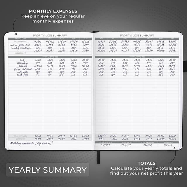 Detalle 2 de Clever Fox Income & Expense Tracker Large A4 Ledger Book (2-Year, Black) – Accounting & bookkeeping record notebook