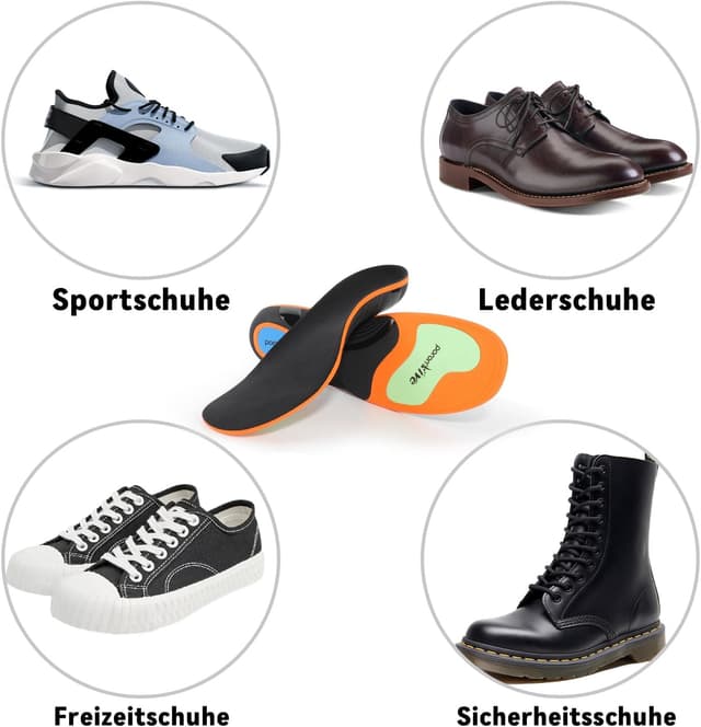 Detalle de GemChve orthopädische Einlegesohlen gegen Fersensporn & Plantarfasziitis (TPU) – für Herren & Damen, Orange