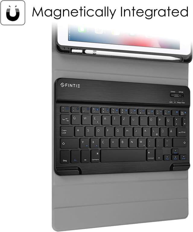 Detalle 2 de Fintie Tastatur Hülle für iPad 9,7 2018 (6. Generation) – magnetische QWERTZ Bluetooth-Tastatur mit Pencil-Halter