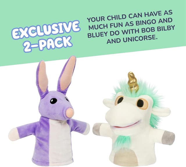 Thumbnail 2 de Bluey Unicorse & Bob Bilby Hand Puppets