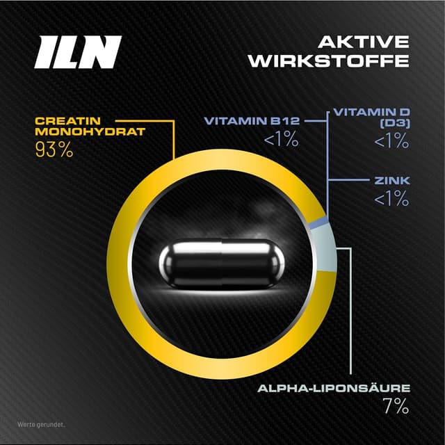 Detalle de ILN Creatin Kapseln – 5.200 mg Kreatinmonohydrat pro Tag, 240 vegane Kapseln
