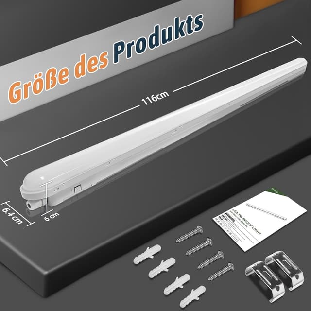 Detalle de buling LED-Feuchtraumleuchte 2er-Set 120 cm, 36 W, 4.500 lm, IP65, kaltweiß (6000 K), verknüpfbar