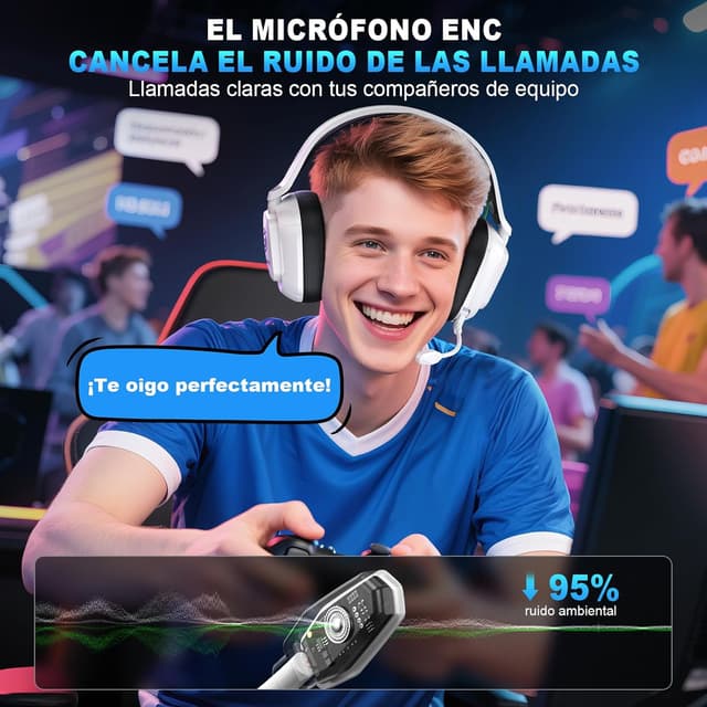 Detalle 2 de Skapendy VK84 Cascos gaming Bluetooth 5.4 50 mm