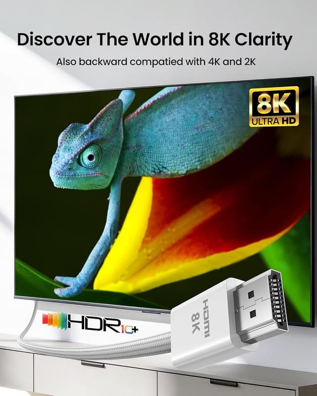 Detalle de Silkland Certified HDMI 2.1 Cable (5FT) for PS5, Xbox Series X/S, 4K@120Hz, 8K@60Hz, 48Gbps