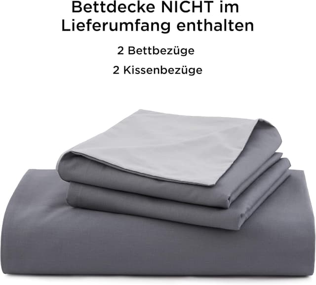 Thumbnail 6 de BEDSURE Bettwäsche 135x200 aus Baumwolle, 4-teilig (Wendebettwäsche) in Anthrazit/Grau