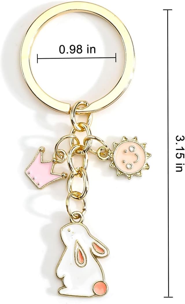 Detalle 2 de Gallkeat Sakura Rabbit Keychain – cute metal bunny charm for bags, keys and car accessories