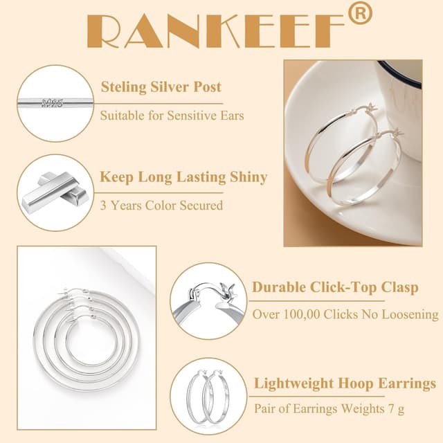 Detalle de RANKEEF Creolen Silber 925, 3 mm breit