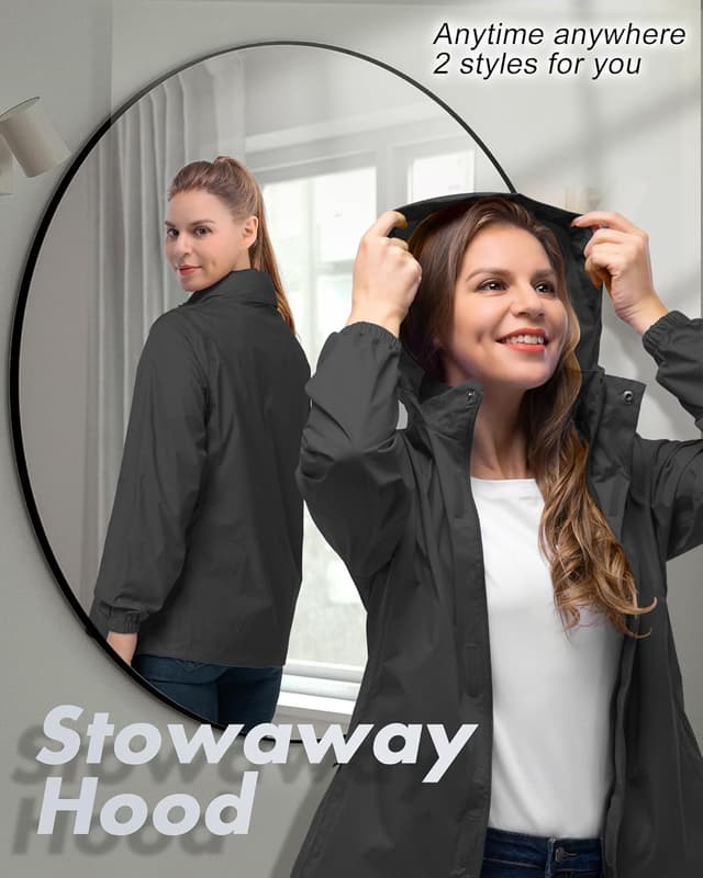 Detalle de 33,000ft Damen wasserdichte faltbare Regenjacke mit Kapuze – leichter Windbreaker für Radfahren & Outdoor