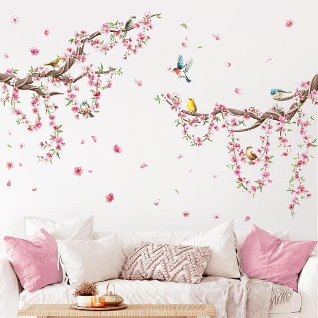 Imagen de Cherry Blossom Tree Branch Wall Stickers Pink Peach en OfertitasTOP