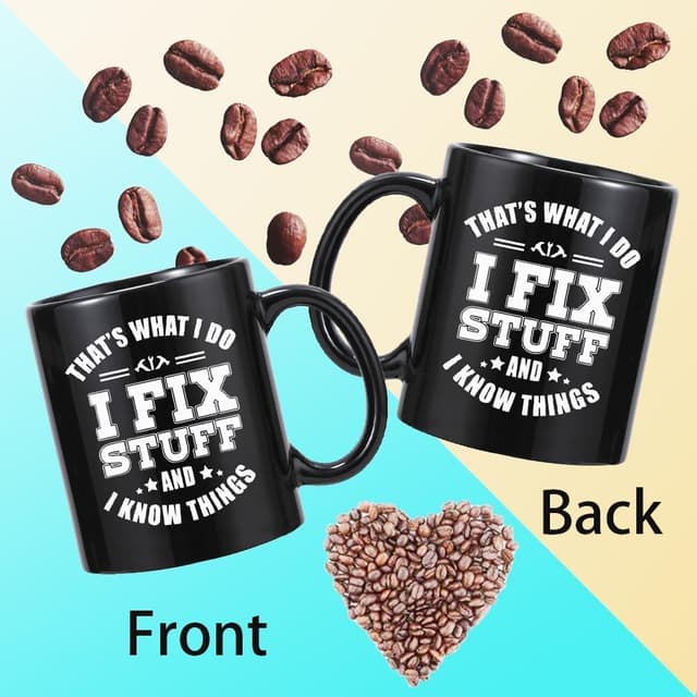 Detalle 2 de DasyFly “I Fix Stuff” Funny Mug for Men (11oz) – Ceramic Coffee Cup Gift for Dad, Grandpa or Uncle