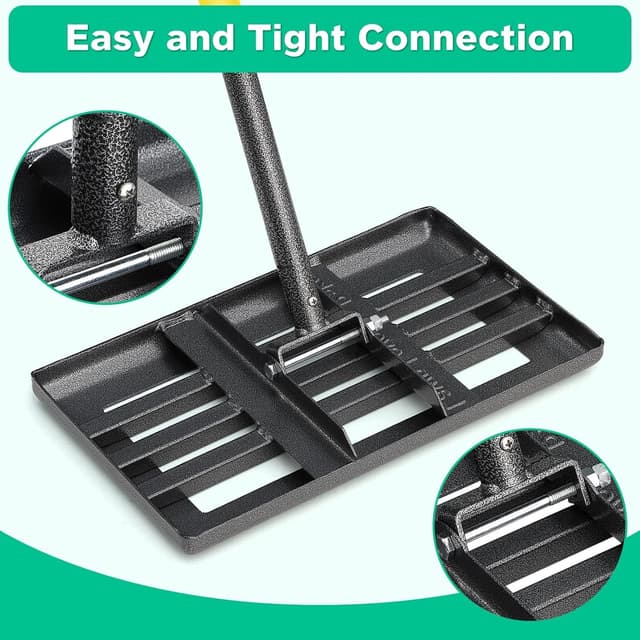 Detalle de Rasenrechen Rasen-Nivellierrechen Metall, verstellbarer Griff 109–182 cm, glatte Kante, ca. 25 x 43 cm