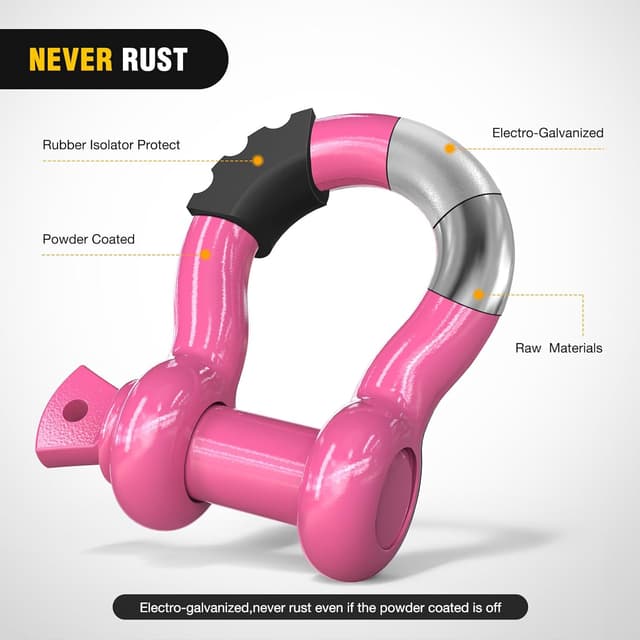 Detalle de Nilight 2-Pack 3/4 in D-Ring Shackle with 7/8 in Screw Pin (41,887 lbs) for Off-Road Recovery