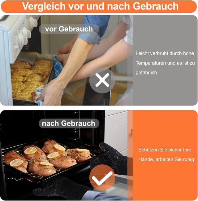 Thumbnail 5 de Clocness Topflappen Handschuh 4er Set bis 250°C