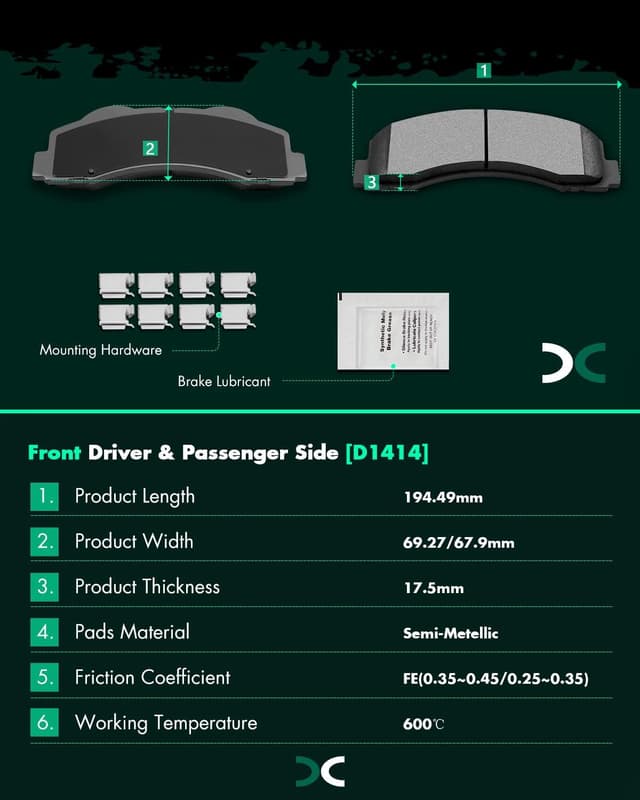 Detalle de SCITOO D1414 D1602 Front & Rear Brake Pads Set for Ford F-150 (2012-2020)