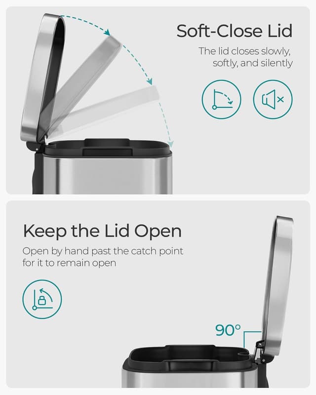 Detalle de SONGMICS 30L kitchen pedal bin LTB03NL