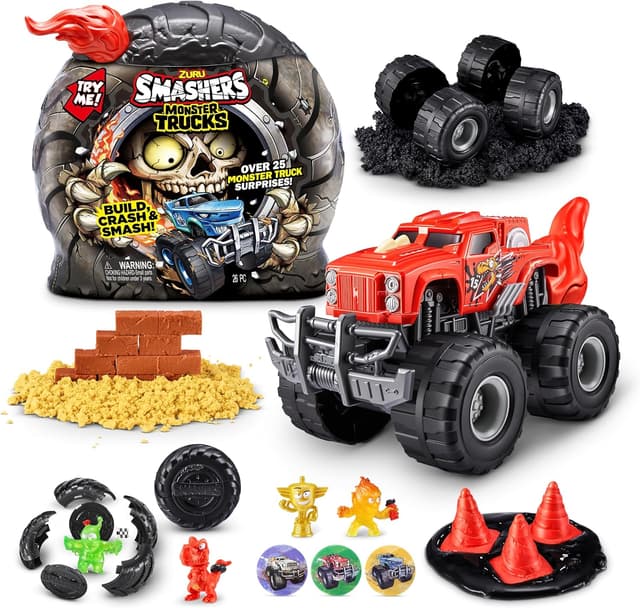 Detalle de ZURU Smashers Monster Truck Surprise Dino Drifter: 25 sorprese con ruote da schiacciare e mini personaggi