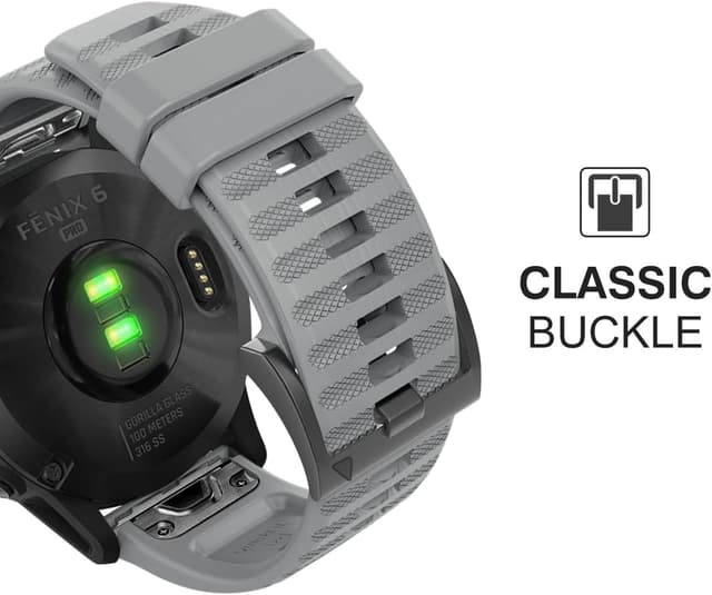 Detalle 1 de MoKo Quick Fit 22mm silicone watch band for Garmin Fenix 7/7 Pro, Fenix 6/6 Pro, Forerunner 965/955 and more (grey)