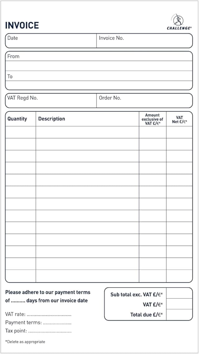 Detalle de Duplicate Invoice Book with VAT (Carbonless) by Challenge – 100 Pages, Set of 5, 210 x 130 mm
