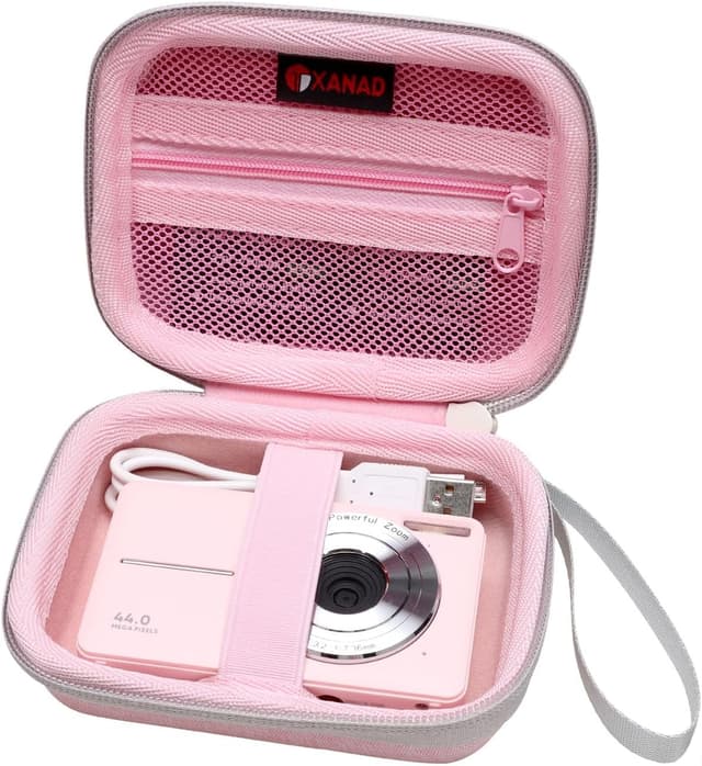 Detalle de XANAD Digitalkamera Hülle & Tasche für Kinderkameras – passend z. B. für Kodak Pixpro FZ55 und C1 mini (Rosa)