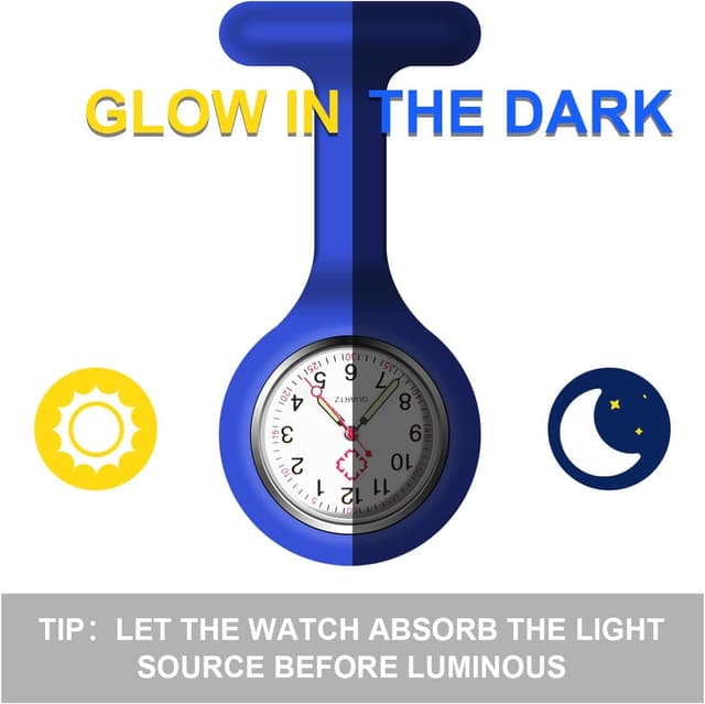 Detalle 2 de Vicloon Krankenschwester-Uhren (3er-Set) mit Clip, Silikonhülle und Glow-Pointer – für Pflegepersonal & Ärzte