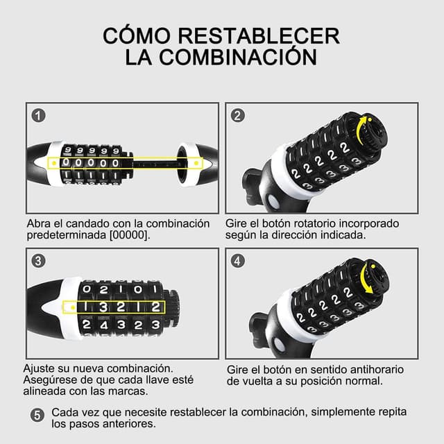 Detalle 2 de REHKITTZ Candado Cadena 120 cm 5 dígitos