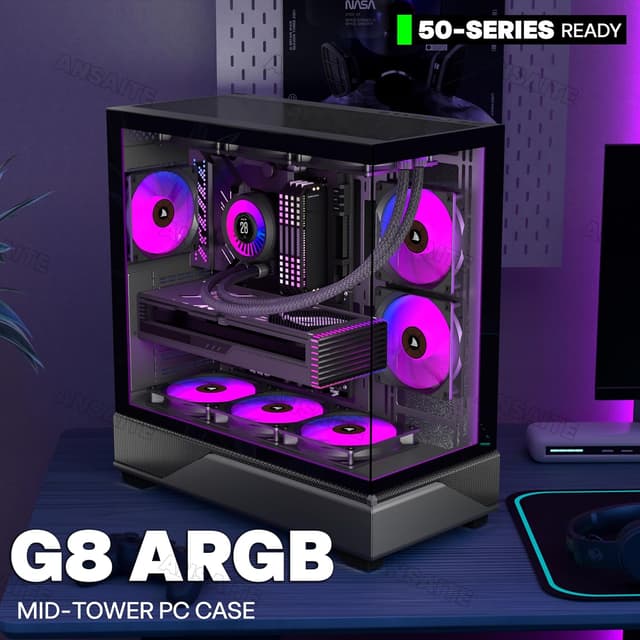 Thumbnail 1 de ANSAITE Boîtier ATX 6 Ventilateurs PWM ARGB