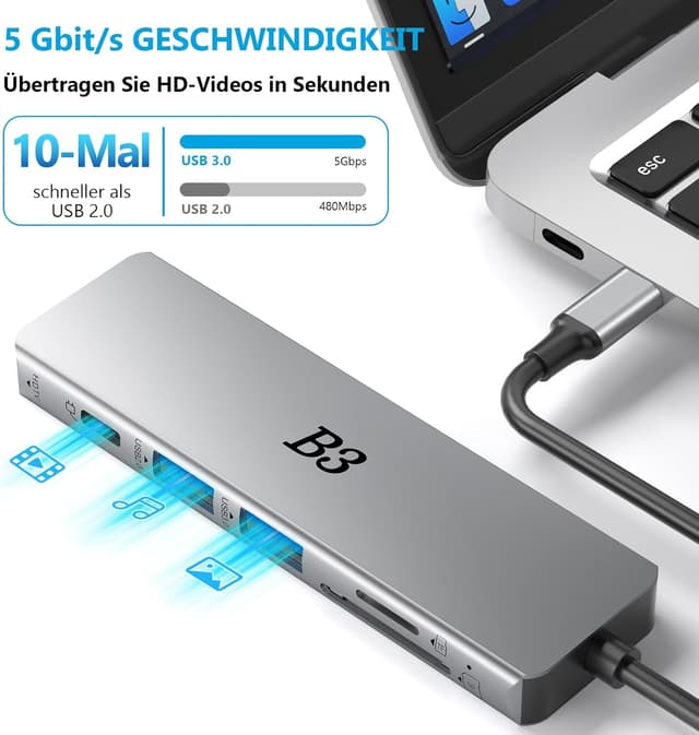 Detalle 2 de USB C Hub 6-in-1 Multiport-Adapter