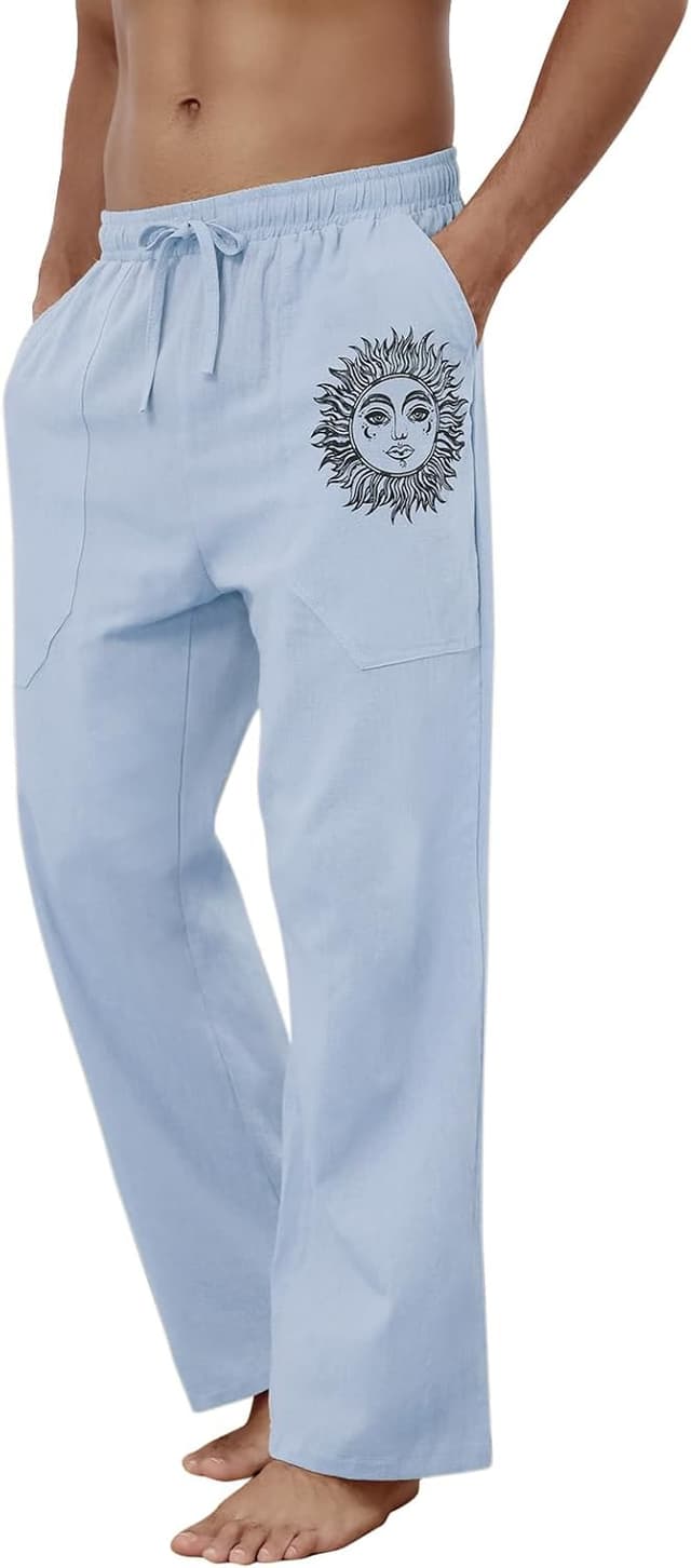 Detalle 2 de Puimentiua Leinenhose Herren Loose Fit S-3XL