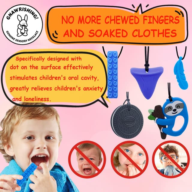 Thumbnail 2 de GNAWRISHING Chew Necklaces 5pcs sensory chewable necklace