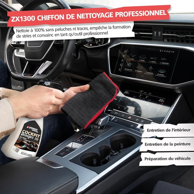 Detalle de Chiffons microfibres Springer ZX1300 (lot de 4) 40 x 40 cm – anti-rayures, ultra absorbants, sans peluches