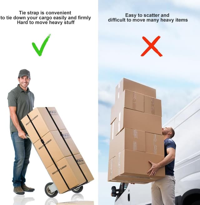 Detalle de URAQT Lot de 4 sangles d’arrimage avec boucle à cliquet, 0,5 m x 25 mm (capacité 250 kg par pièce)