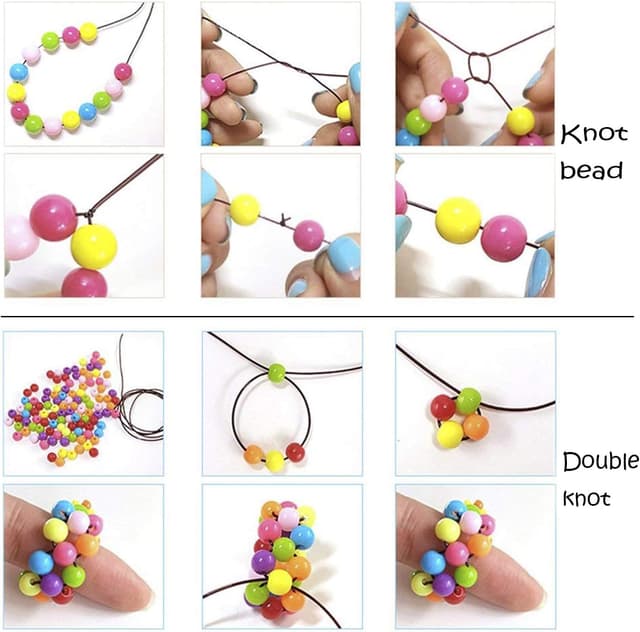 Detalle 2 de WONDERFORU Perlen zum Auffädeln Kinder-Schmuck-Set (24 Farben & Formen) – DIY für Freundschaftsarmbänder und Ketten
