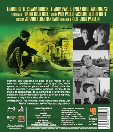 Detalle 2 de Accattone BD 1961 Blu-ray 🎬