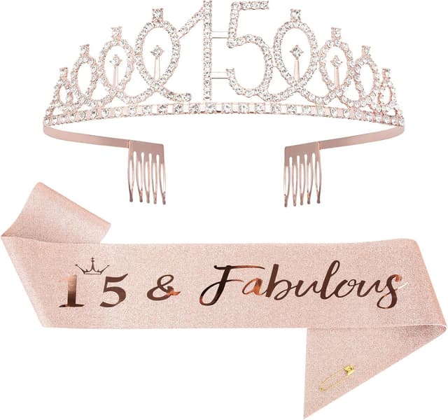Detalle de Mikccer Rose Gold 15th Birthday Sash