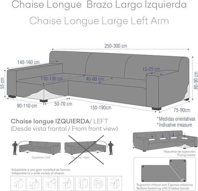 Detalle 2 de Eysa Luz funda chaise longue brazo largo