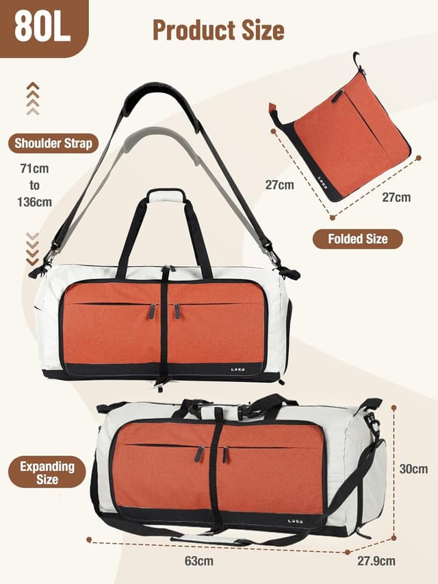 Thumbnail 2 de Lekesky Reisetasche 80L faltbar 🧳