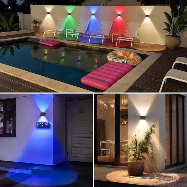 Thumbnail 6 de Delaiglow Set di 8 lampade solari da esterno Up & Down impermeabili IP67 con RGB e bianco caldo