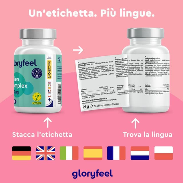 Detalle de Integratore Selenio 365 Compresse Vegan 100 µg – supporto tiroide e difese immunitarie