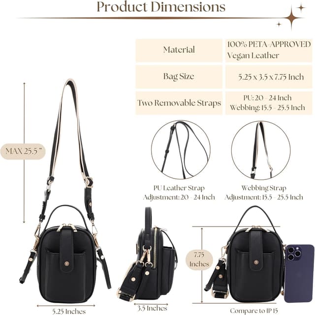 Thumbnail 2 de Mali+Lili Gail Vegan Leather Crossbody Bag 5"W