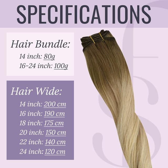Detalle de Fshine Echthaar Haarverlängerung als Tressen zum Einnähen – 45 cm / 100 g, Honigblond (Farbe 6 27 60)