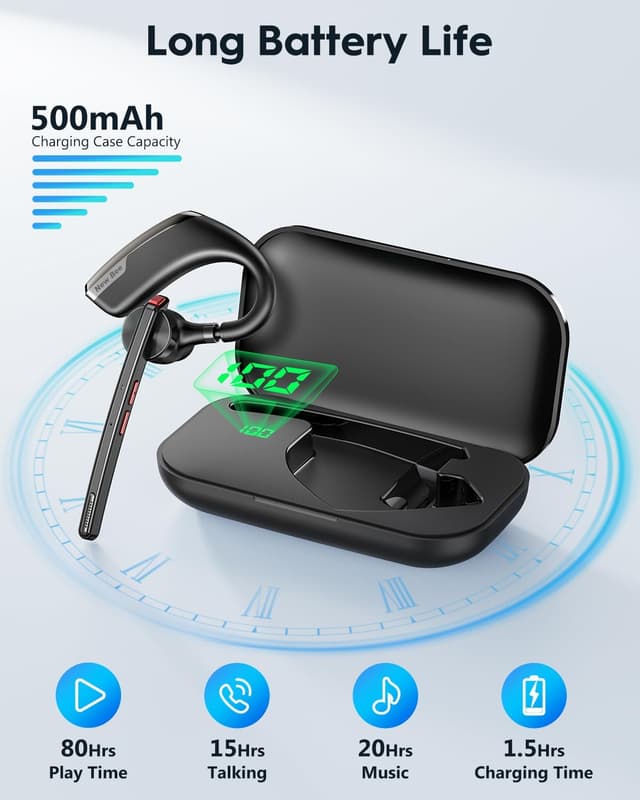 Thumbnail 2 de New Bee V5.2 Bluetooth-Headset 80 Std. Laufzeit