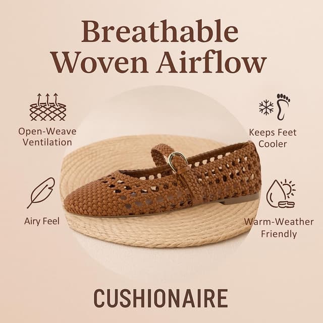 Thumbnail 6 de CUSHIONAIRE Windsor Woven Women’s Flats with Adjustable Strap (Comfort Mary Jane Ballet Flats)