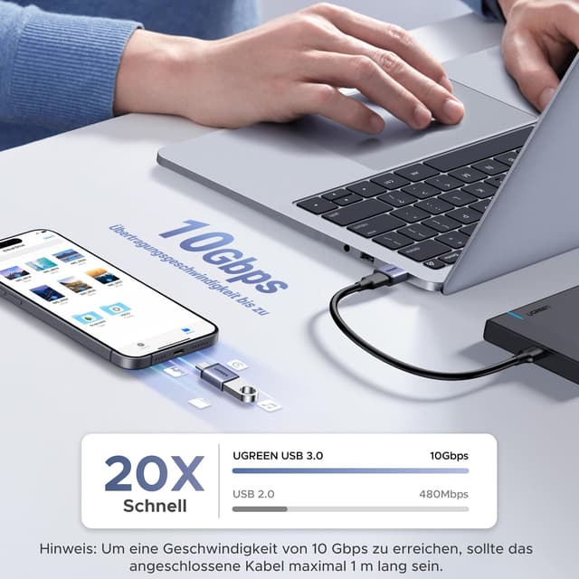 Detalle 2 de UGREEN USB C Adapter 10Gbps 4 Stück