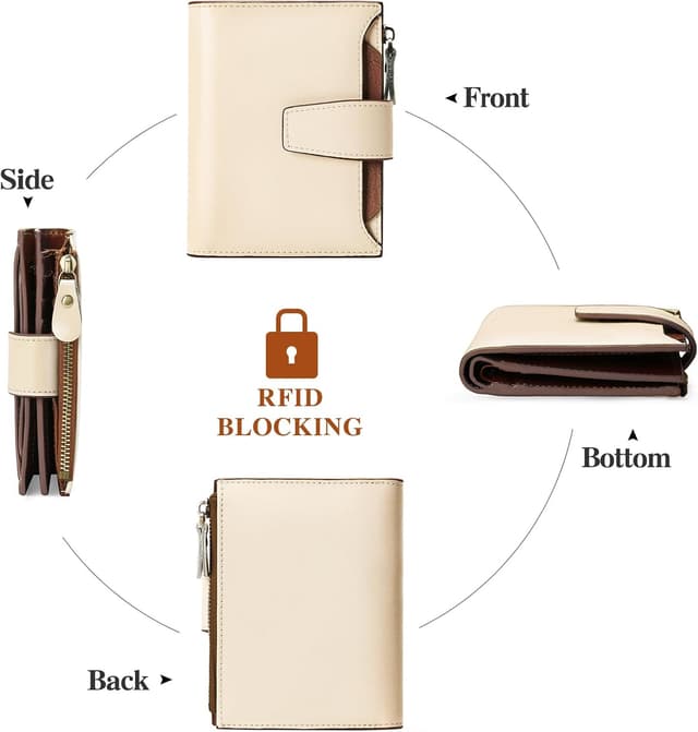 Detalle de SENDEFN women’s RFID blocking genuine leather small compact bi-fold wallet with ID window