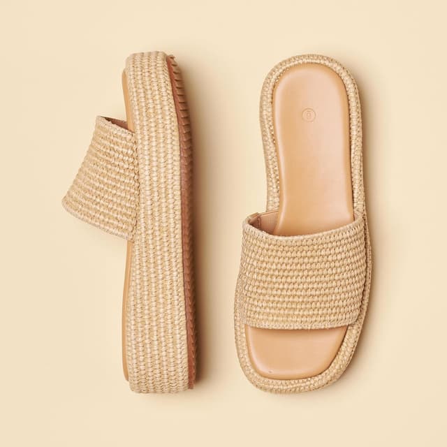 Detalle 2 de EQAUDES Platform Slip-On Espadrille Sandals for Women Wedges Slides (Bohemia, Open Toe)