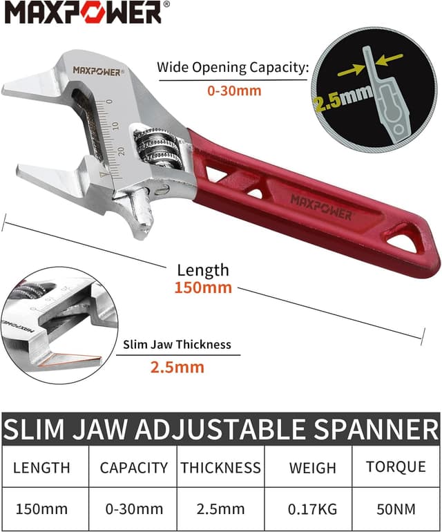 Thumbnail 1 de MAXPOWER Adjustable Spanner 150mm Slim Jaw